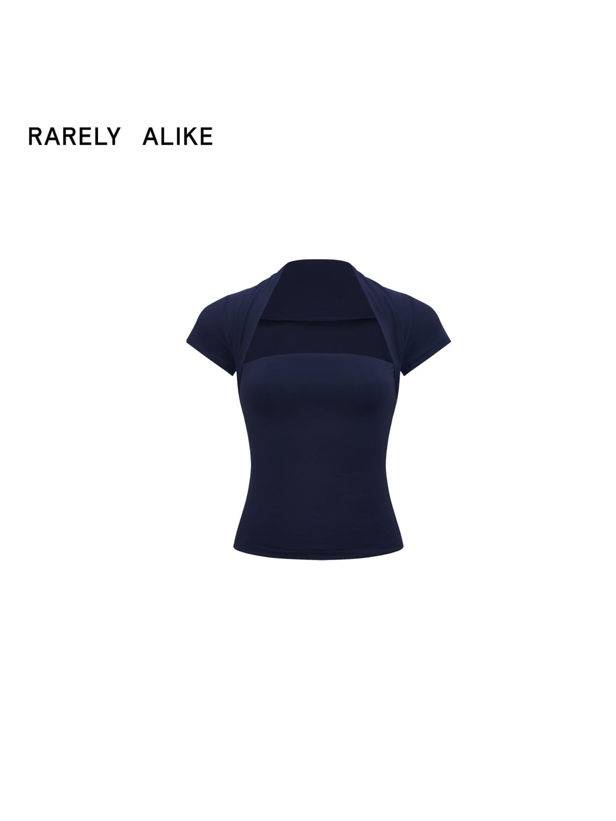 RARELY ALIKE Modal Mock Two Piece T Shirt in Navy Blue
