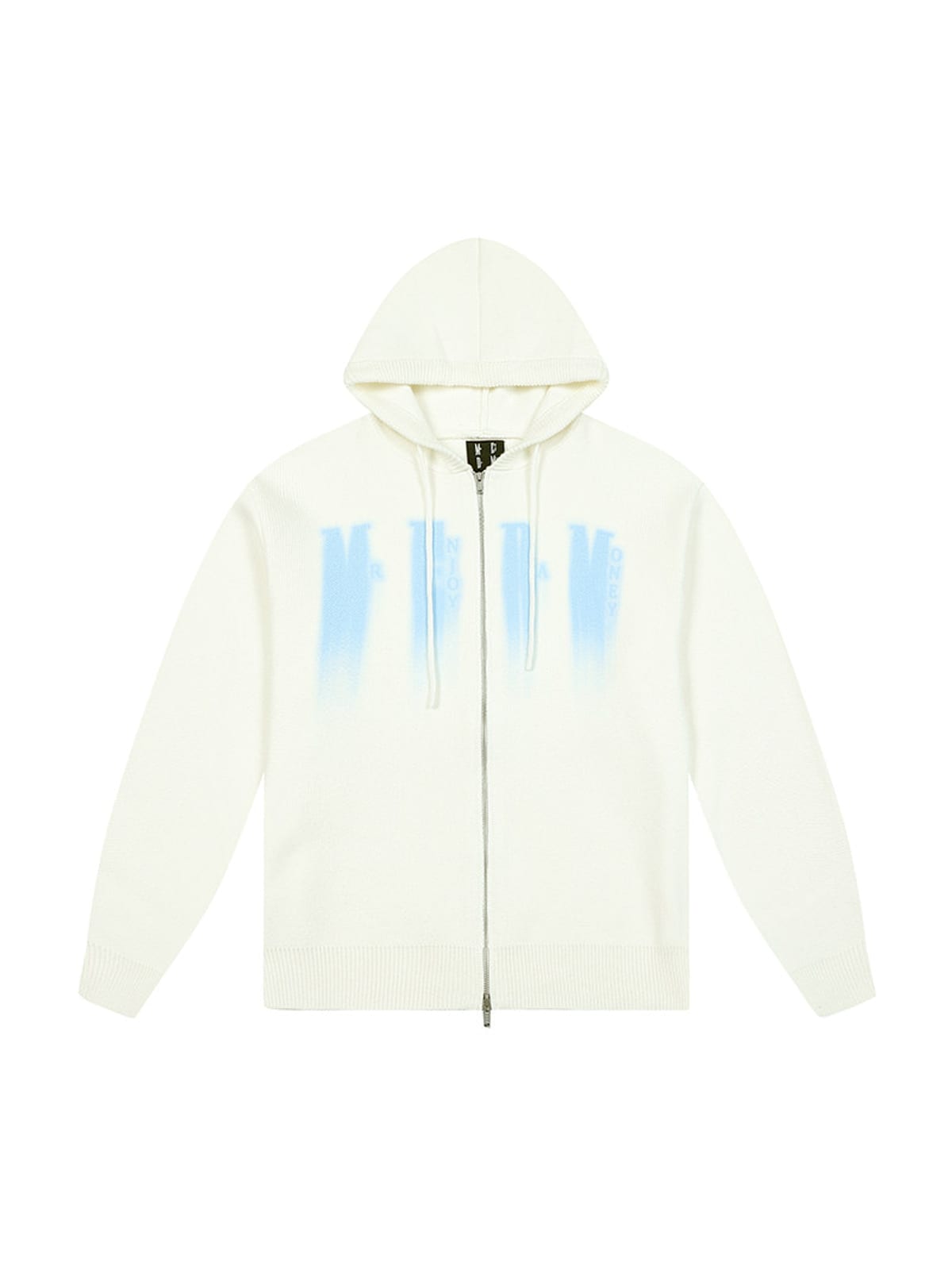 MEDM Zip Up Hooded Knit Cardigan in White