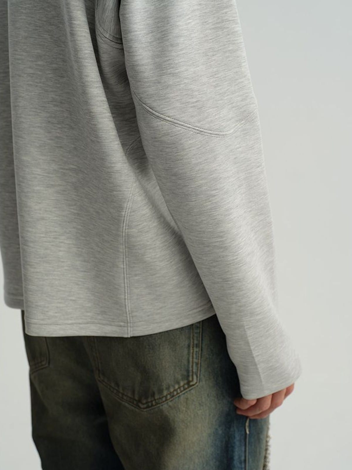 JCAESAR STUDIO Structural Seam Viscose Sweatshirt in Light Gray - On Model
