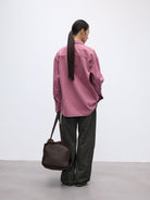 Random Piece Vintage Washed Cotton Blend Shirt in Pink - On Model