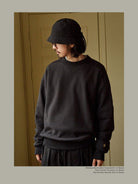 USAGE Reversible Cotton Crewneck Sweatshirt in Gray - On Male Model