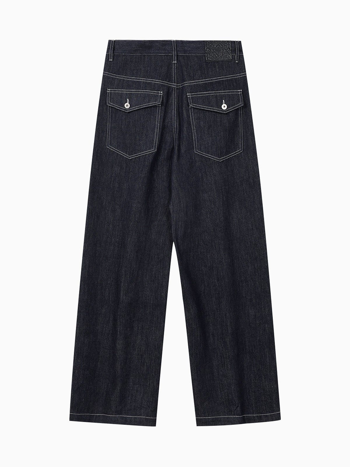 MEDM Contrast Stitch Raw Denim Jeans in Blue