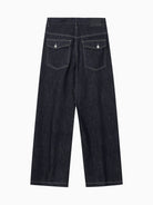 MEDM Contrast Stitch Raw Denim Jeans in Blue