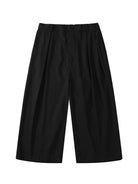 SIMPLE PROJECT Pleated Cropped Wide Leg Trousers in Black