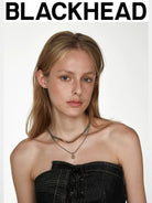 BLACKHEAD Two Tone Spliced Chain Necklace in Gray - On Female Model
