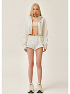 SMFK Low Rise Ribbed Cotton Shorts in White - On Female Model