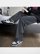 MASONPRINCE Straight Leg Denim Jeans in Gray - On Model