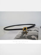 PANLULUPAN Adjustable Thin Leather Belt in Black - Lifestyle