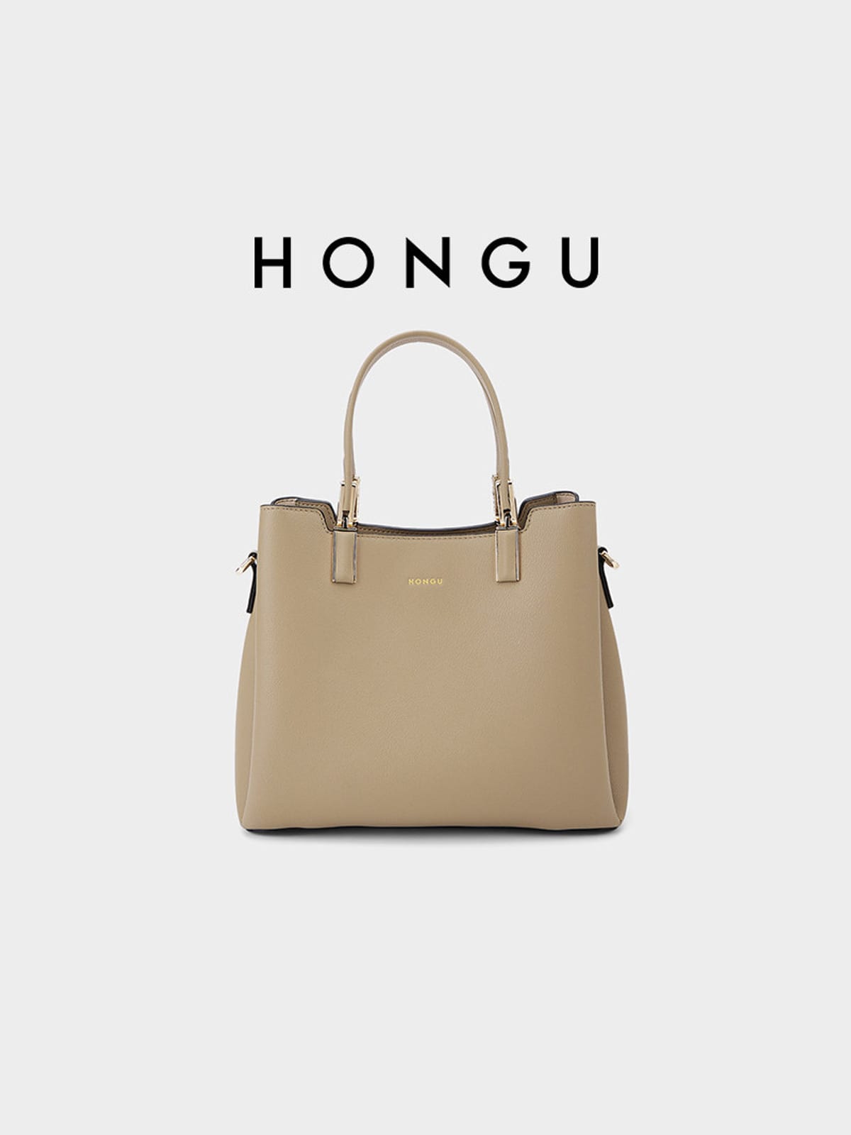 HONGU Split Cowhide Crossbody Handbag in Beige