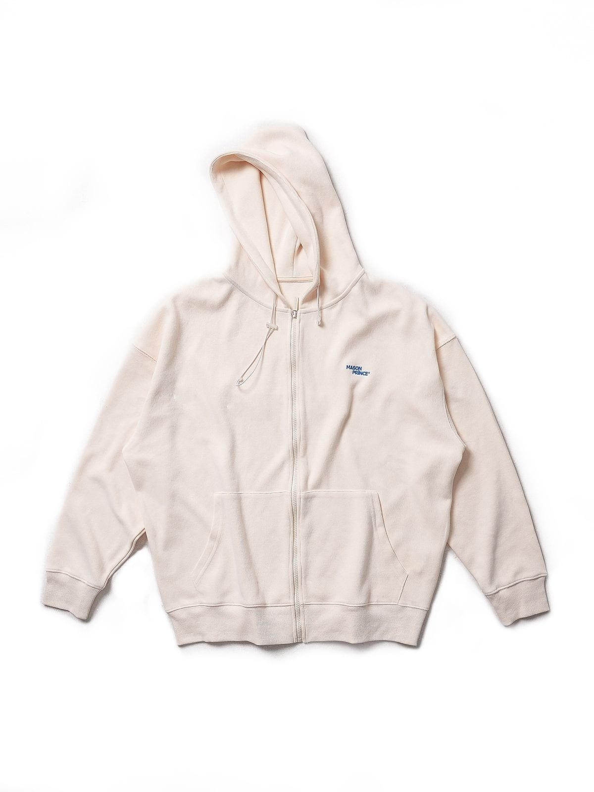 MASONPRINCE Cotton Blend Zip Up Hoodie in White