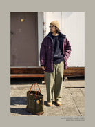 USAGE Heavyweight Herringbone Baker Pants in Olive - On Male Model