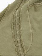 D5ove Raw Edge Structured Cotton Shorts in Olive - Detail