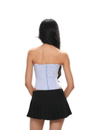 SweetChilling Striped Strapless Corset Top in Blue - On Model