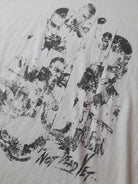 D5ove Vintage Print Cotton Linen T Shirt in White - Detail