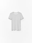 Random Piece Merino Wool U Neck Short Sleeve T Shirt in Light Gray