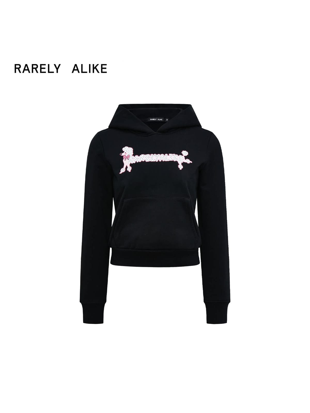 RARELY ALIKE Polka Dot Poodle Cropped Hoodie in Black