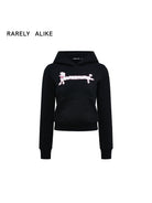 RARELY ALIKE Polka Dot Poodle Cropped Hoodie in Black