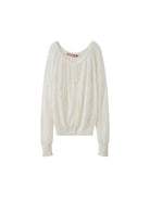 SweetChilling Sheer Jacquard Tie Front Cardigan in Off-White