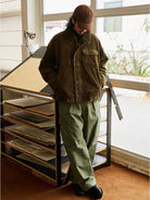 USAGE Wide Wale Corduroy Deck Jacket in Brown - On Male Model