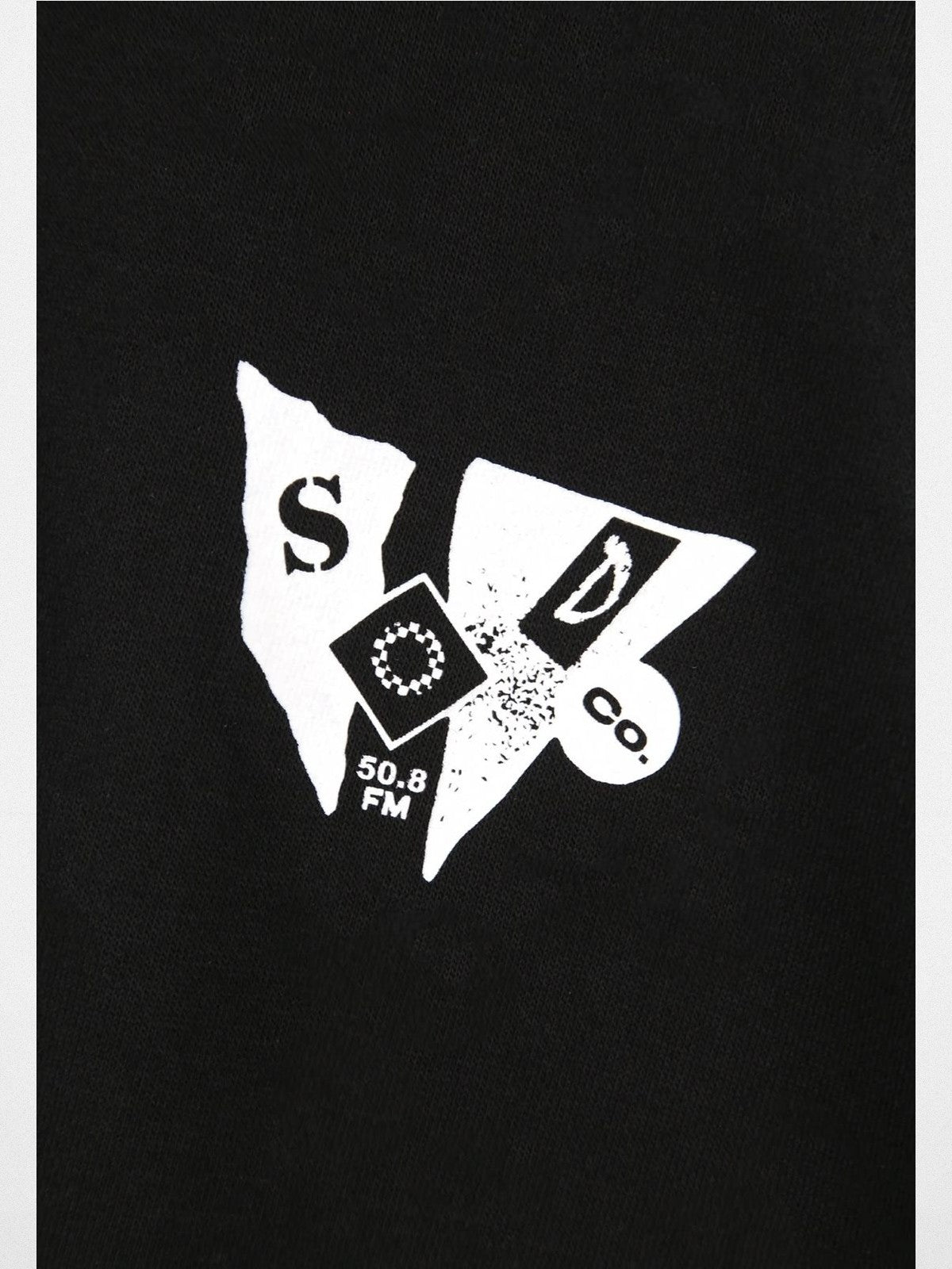 SOD Embroidered Mock Neck Top in Black - Detail