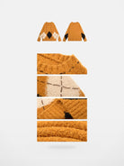 BeerBro Distressed Fuzzy Argyle Sweater in Mustard - Detail