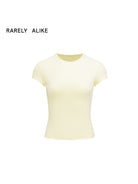 RARELY ALIKE Hourglass Cotton Crew Neck T Shirt in Yellow