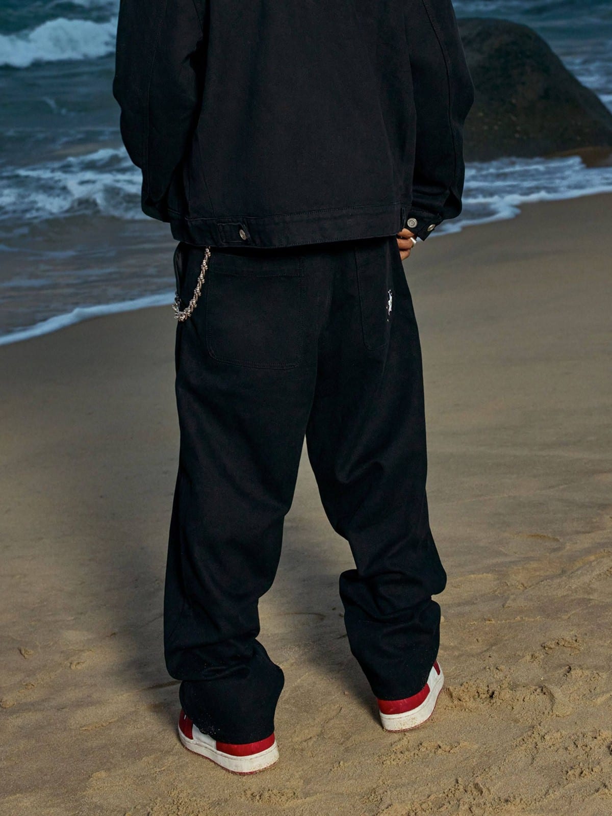 MEDM Leather Paneled Cotton Detroit Jacket in Black - On Model