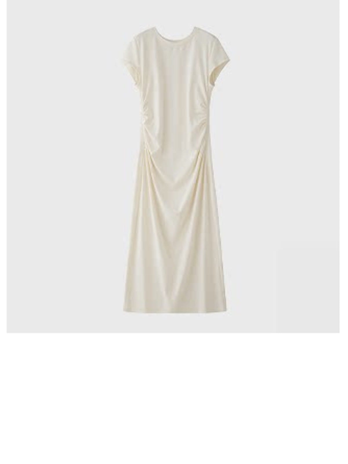 TEASEL Ruched Cotton Blend Knit Dress in Cream