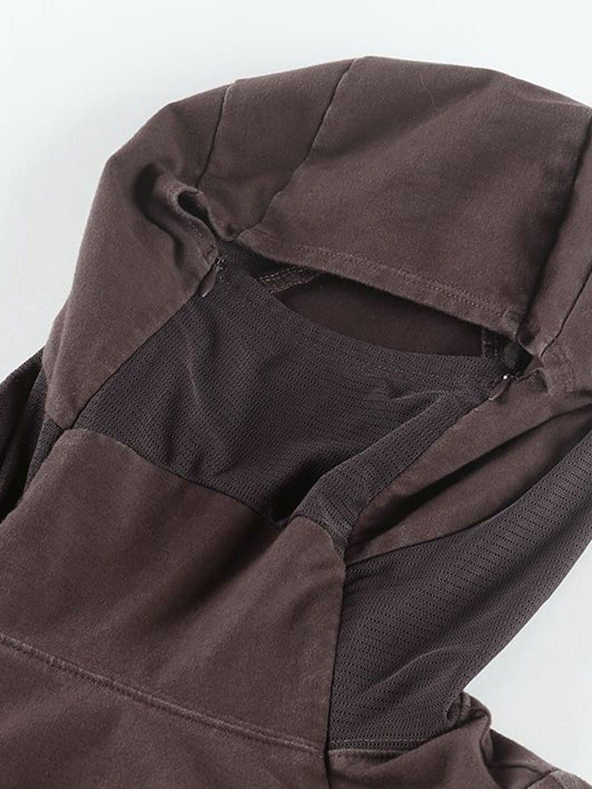 D5ove Hooded Shoulder Pad Pullover in Brown - Detail