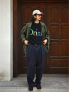USAGE Faded Rainbow Logo T Shirt in Black - On Male Model