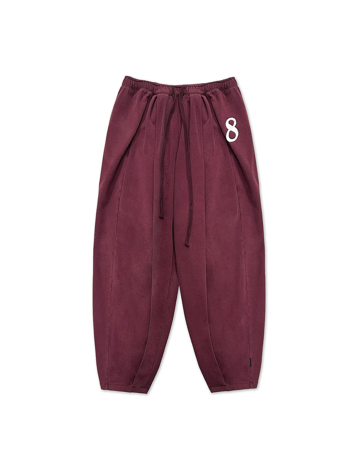 MASONPRINCE Wide Leg Inverted Pleat Sweatpants in Burgundy