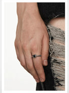 BLACKHEAD Spiked Heart Steel Ring in Gray - On Model