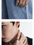 BLACKHEAD Structural Two Tone Star Ring in Gold - On Model