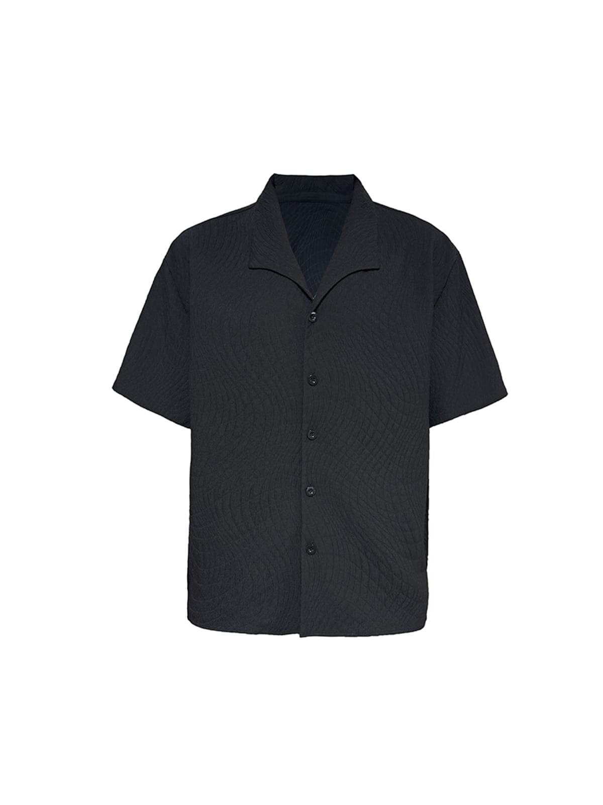 JCAESAR STUDIO Seagull Collar Leaf Jacquard Shirt in Black