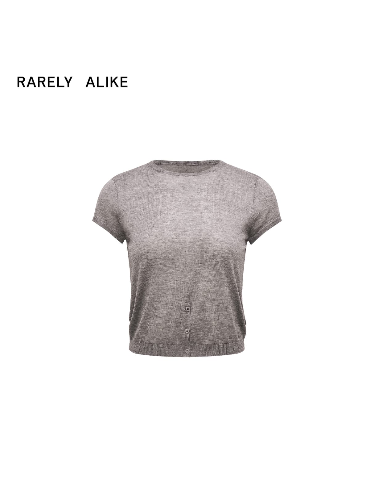 RARELY ALIKE Half Placket Silk Wool Knit Top in Gray