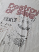 D5ove Vintage Peace Puppy Print T Shirt in White - Detail
