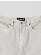 SMFK Vintage Wash Straight Leg Jeans in Light Gray - Detail