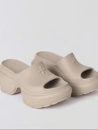 SMFK Molded Platform Slide Sandals in Beige