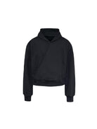 JCAESAR STUDIO Double Button Cross Collar Hoodie in Black