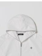 SMFK Oversized Cotton Wool Zip Up Hoodie in White - Detail