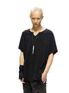 D5ove Hemp Blend V Neck T Shirt in Gray - On Male Model