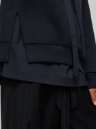 SIMPLE PROJECT Spacer Fabric Slit Hem Sweatshirt in Navy Blue - On Model