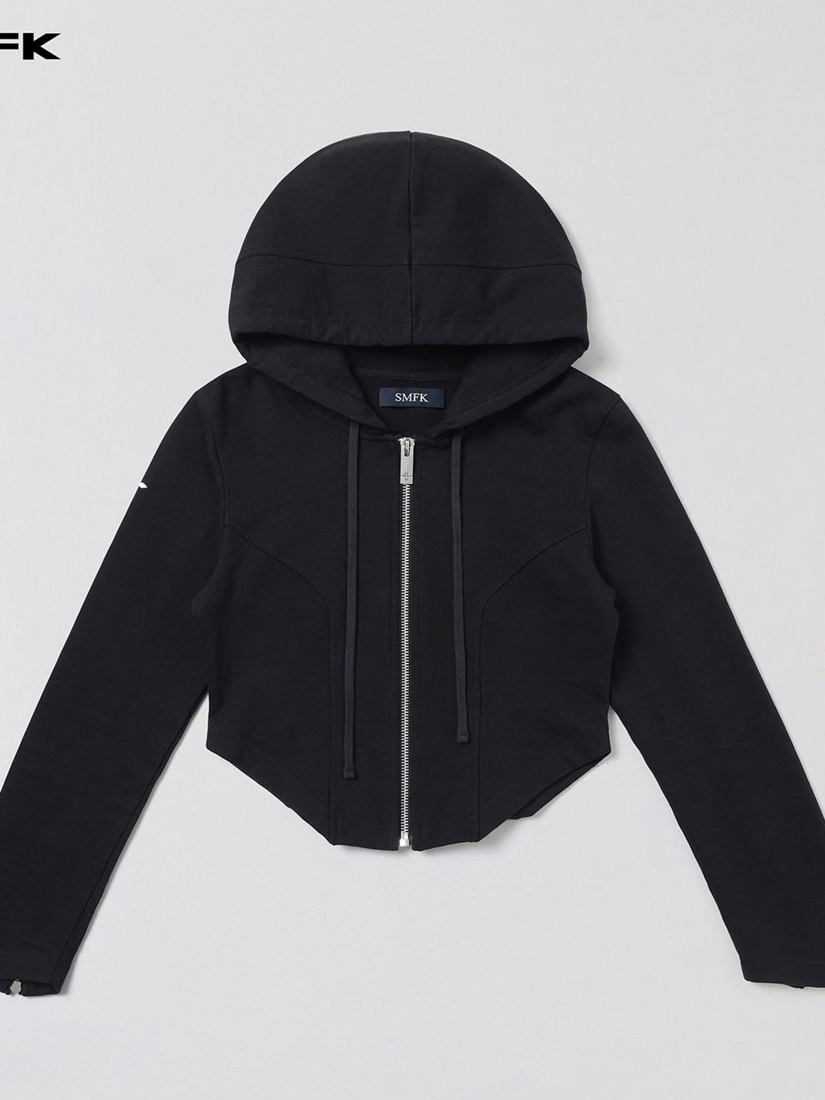 SMFK Cotton Blend Zip Up Hoodie in Black