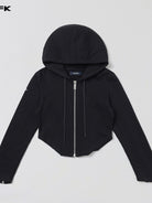 SMFK Cotton Blend Zip Up Hoodie in Black