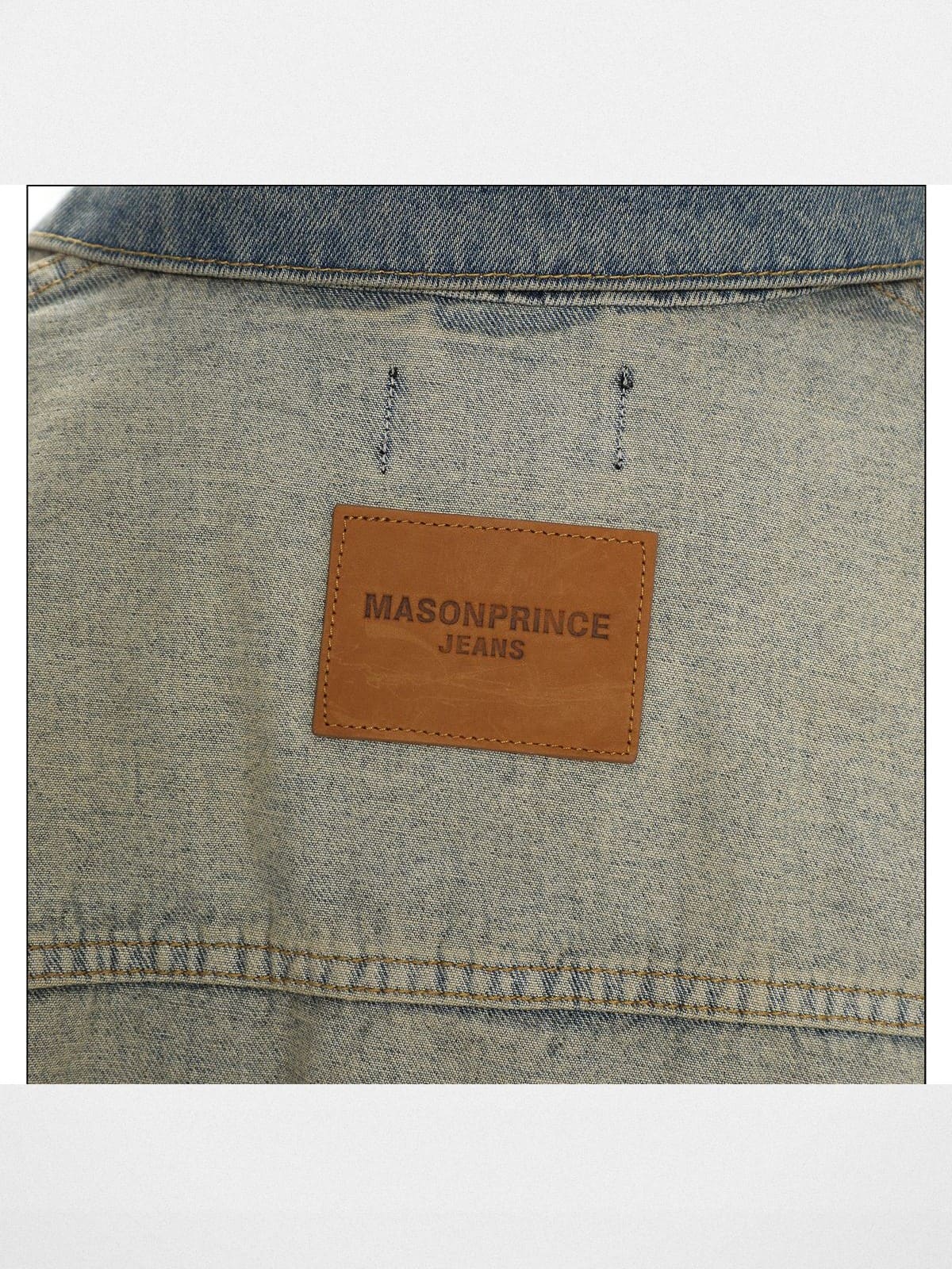 MASONPRINCE Reverse Detail Washed Denim Jacket in Denim - Detail