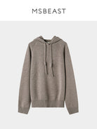 MSBEAST Pure Wool Waffle Knit Hoodie in Brown