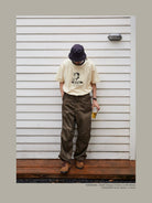 USAGE Graphic Cotton Ringer T Shirt in Cream - On Male Model