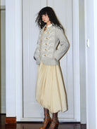 BADTASTE Braided Trim Equestrian Blazer in Sky Blue - On Female Model