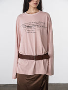 Random Piece Script Letter Print Cotton T Shirt in Pink - On Female Model