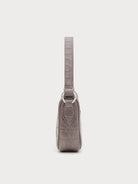 SMFK Small Croc Embossed Leather Shoulder Bag in Gray